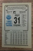 31 Aralık 1992 PERŞEMBE Diyanet Takvim YAPRAĞI (Sahafiye Kitap) - 1