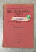 HUKUKİ BİLGİLER MECMUASI 15 Birinci Teşrin 1937 Sene 8 No. 12 - 96 (Sahafiye Kitap) - 1