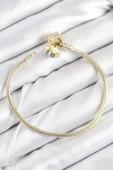 Pirinç Charm Zirkon Taşlı Yonca Model Gold Renk Kadın Bileklik - TJ-BB7805 thumbnail 2