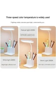 Şarjlı Masa Lambası 3 Renk Dokunmatik Telefon Standlı Kademeli Ders Çalışma Okuma Işığı Gece Lambası A35 - 2
