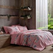 Taç Ranforce Nevresim Takımı Çift Kişilik Fleur Pembe - 1