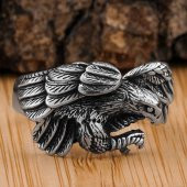 Pençeli Kartal Tasarımlı 925 Ayar Gümüş Yüzük thumbnail 1