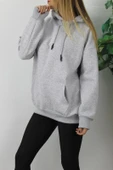 Üç İplik Kapşonlu Sweat Gri - 2410.2022 thumbnail 1