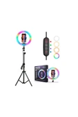 Concord 10 Inç 26 Cm Rgb Çok Renkli Led Make Up Selfie Işığı 210 Cm Tripot Selfie Çubuğu Tiktok Işığı - 3