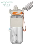 Vagonlife TKK 600 ML Çift Kullanım Pipetli/Rahat içim Bpa İçermeyen Taşıma Askılı Tritan Su Matarası FFTKK1019 - 2