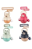 Vagonlife TKK 1000ml Pipetli/Pipetsiz Kullanıma Uygun Askı Kayışlı Bear Desen Tritan Su Matarası - 3