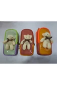 Brons Anahtarlıklı Ayı Detaylı Kalem Çantası Yıkanabilir Kalem Kutusu thumbnail 2