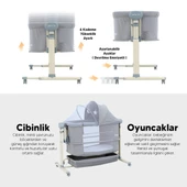 Huggy Swing Me Otomatik Sallanabilir Katlanabilir Alüminyum Anne Yanı Beşik - 7