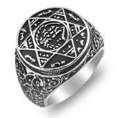 Mührü Süleyman İşlemeli 925 Ayar Gümüş Yüzük thumbnail 3