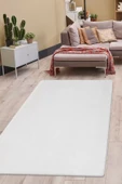 Beyaz Post Dokuma Halı Peluş Yumuşacık Kaymaz Antibakteriyel - 1