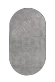 Halı Cool Gri Pramit Kaymaz Yıkanabilir Saçaksız Oval Yolluk Kilim Salon Halısı Modelleri - 2