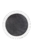 Koyu Gri Yuvarlak Post Dokuma Halı Püslüllü Peluş Halı Antibakteriyel - 2