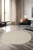 Halı Cool Krem Sahra Desenli Saçaksız Yuvarlak Kesme Yolluk Kilim Salon Halısı Modelleri - 1
