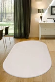 Peluş Halı Açık Vizon Cool Yıkanabilir Oval Post Yolluk Kilim Salon Halısı Modelleri - 1