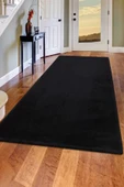 Peluş Halı Siyah Cool Düz Desenli Yıkanabilir Post Yolluk Kilim Salon Halısı Modelleri - 1