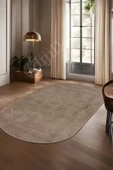 Avangard Oval Halı Pramit Kahve Salon Koridor Antre Mutfak Halısı Silinebilir Yolluk - 1
