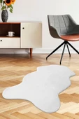 Peluş Halı Beyaz Cool Yıkanabilir Şekilli Kesme Post Yolluk Kilim Salon Halısı Modelleri - 1