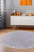 Peluş Halı Açık Gri Cool Yıkanabilir Yuvarlak Post Yolluk Kilim Salon Halısı Modelleri thumbnail 1