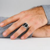 Denizci Çapası Tasarımlı İşlemeli 925 Ayar Gümüş Yüzük thumbnail 2