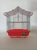 Qh Kuş Kafes Üçgen Çatılı 28x22x39 Kırmızı Muhabbet Kanarya - 1
