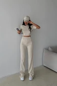 TRİKO CROP VE BOL PAÇA PANTOLON TAKIM DNV-000036 - 1
