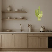 Geometrik Kaktüs Motifli  Dekor Altın Aynalı Tablo - 2