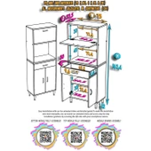 Modilayn VİO (75x163,4x32.5 cm) Çekmeceli, Kapaklı, Ekmeklikli. Mini/Midi Mikrodalga Mutfak Dolabı thumbnail 5