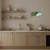 Ahşap Geyik ve Geyik Silueti Dekoratif İç Mekan Aynalı Tablosu thumbnail 3