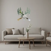 Doğal Ahşap Geyik Çiftleri Dekoratif Aynalı Tablo thumbnail 1