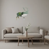 Ahşap Geyik ve Geyik Silueti Dekoratif İç Mekan Aynalı Tablosu thumbnail 1