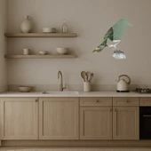 Kuş ve Çiçek Dekoratif Aynalı Tablo - Renkli Bahar thumbnail 3