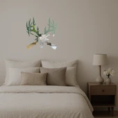 Doğal Ahşap Geyik Çiftleri Dekoratif Aynalı Tablo thumbnail 2