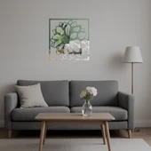 Çiçek Desenli Dekoratif İç Mekan Aynalı Tabloi thumbnail 5