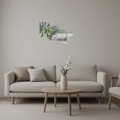 Tropikal Monstera Desenli  Duvar Aynalı Tablosu thumbnail 1
