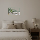 Monstera Yaprak Desenli Dekoratif Aynalı Tablo thumbnail 3