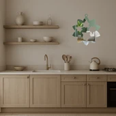 Zarif Çiçek ve Yaprak Desenli Dekoratif Aynalı Tablo thumbnail 3