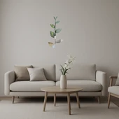 Geometrik Yaprak Desenli  İç Mekan Aynalı Tablo thumbnail 1