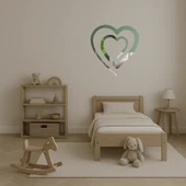 Romantik Çift Kalp Dekoratif Aynalı Tablo thumbnail 4