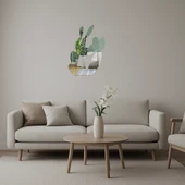 Minimalist Kaktüs Desenli  Aynalı Tablo thumbnail 1