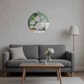 Daire Yaprak Desenli Dekoratif Aynalı Tablo thumbnail 5