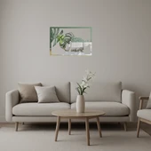 Monstera Yaprak Desenli Dekoratif Aynalı Tablo thumbnail 1