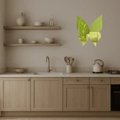 Zarif Kelebek ve Çiçek Motifli  Altın Aynalı Tablo thumbnail 3