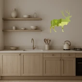 Ahşap Geyik ve Geyik Silueti Dekoratif İç Mekan Altın Aynalı Tablosu thumbnail 3