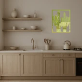 Estetik Kaktüs Desenli  Dekoratif Altın Aynalı Tablo thumbnail 3