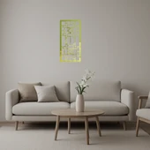 Şık Çiçek Desenli Dekoratif Altın Aynalı Tablo thumbnail 1