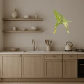 Tropikal Macaw Papağan Dekoratif  Altın Aynalı Tablo thumbnail 3