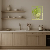 Tropikal Monstera Yapraklı Dekoratif Altın Aynalı Tablo thumbnail 3