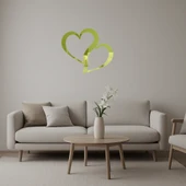 Kalp Motifli Dekoratif İç Mekan Altın Aynalı Tablo - 1