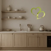 Kalp Motifli Dekoratif İç Mekan Altın Aynalı Tablo - 3