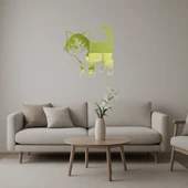 Sevimli Kedi Temalı Dekoratif İç Mekan Altın Aynalı Tablosu thumbnail 1